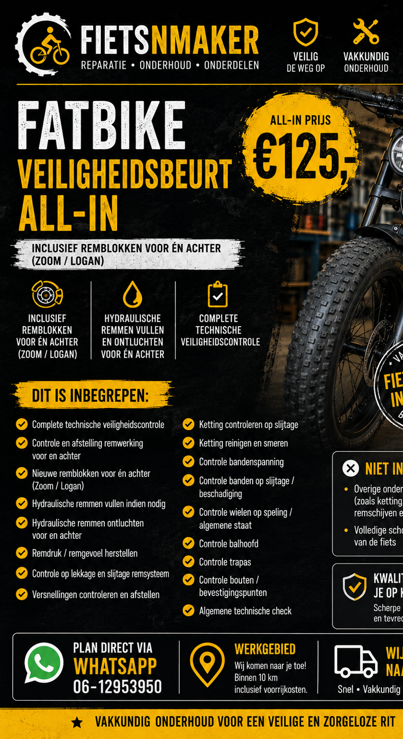 Fatbike veiligheidsbeurt all-in €125 mobiele weergave